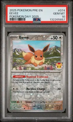 Eevee Prismatic Evolutions 074 Pokemon Day 2025 Stamped Promo PSA 10 Gem Mint - Image 2