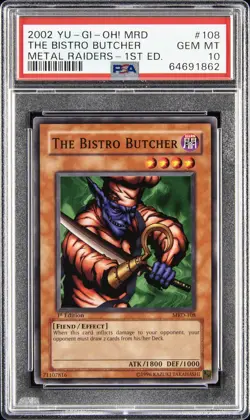 2002 YU-GI-OH! MRD-METAL RAIDERS 1ST ED #108 THE BISTRO BUTCHER PSA 10 - Image 1