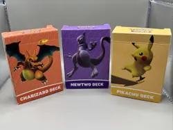 2020 Battle Academy Pokemon Decks Charizard, Mewtwo, Pikachu with cards, New - Image 1