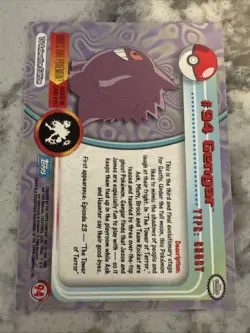 Gengar #94 Blue Logo Topps Non Holo TV Animation Pokemon Card LP - Image 2