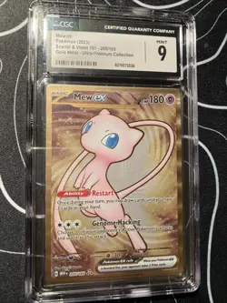 Pokemon TCG Mew EX 205/165 Scarlet & Violet 151 Gold Metal Card CGC Grade Mint 9 - Image 2