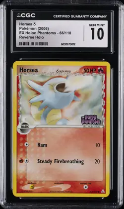 2006 POKEMON EX HOLON PHANTOMS REVERSE HOLO #66/110 HORSEA D CGC 10 GEM MINT - Image 1