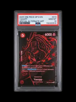 2025 ONE PIECE OP12 LEGACY OF THE MASTER SPECIAL ALTERNATE ART YASOPP 013 PSA10 - Image 1