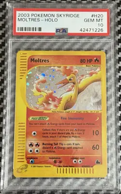 2003 Pokemon Skyridge H20 Moltres Holo Card PSA 10 GEM MINT Trusted Seller SWIRL - Image 1