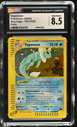 CGC 8.5 Vaporeon 2003 Skyridge H31/H32 Holo Pokemon Card - Image 1
