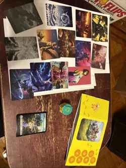 MTG Chocobo Life Click Wheel Tokens Track Foil Land & 13 Art Series Cards Gold - Image 1