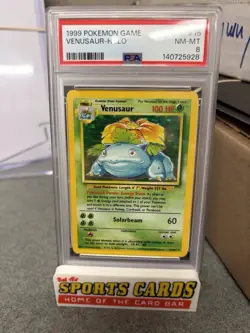 1999 POKEMON BASE SET UNLIMITED #15 VENUSAUR-HOLO PSA 8 - Image 1
