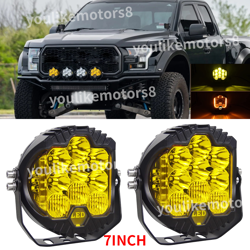 Fit Ford 17-2023 F150 SVT Raptor 2PCS 7" Yellow lamp LED Spot Beam Fog Lights - Image 1
