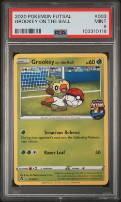 2020 POKEMON FUTSAL #003 GROOKEY ON THE BALL PSA 9 - Image 1