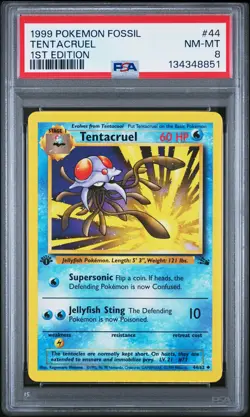 1999 POKEMON FOSSIL 1ST EDITION #44 TENTACRUEL PSA 8 - Image 1