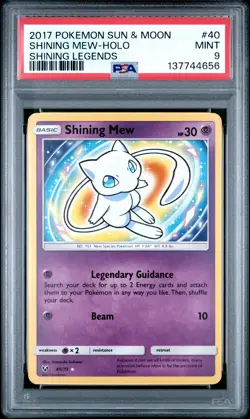 2017 Pokemon Sun & Moon Shining Legends Shining Mew Holo PSA 9 #40 - Image 1