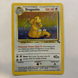 Dragonite Holo Unlimited Card 4/62 - Pokemon’s Card TCG Fossil Rare - Image 1