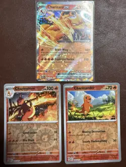 Charizard Charmander Charmeleon set Pokemon 151 Holo REVERSE Evo Line - Image 2
