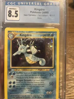 CGC 8.5 2000 Pokemon Kingdra 8/111 Neo Genesis - 1st Edition Holo with swirl - Image 1