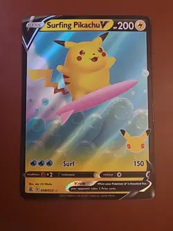 Pokemon TCG Surfing Pikachu v Ultra Rare Holo Card 008/025 Celebrations NM - Image 1