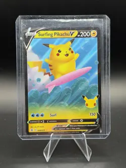Pokemon TCG Surfing Pikachu V Holo Rare Card 008/025 Celebrations 2021 NM - Image 1