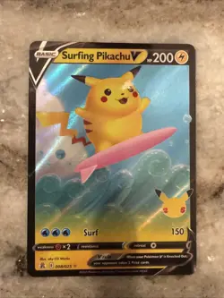 Pokemon 2021 TCG SWSH Celebrations Ultra Rare Surfing Pikachu V Card 008/025 NM - Image 1