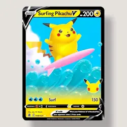 Pokemon TCG - Surfing Pikachu V 008/025 - Celebrations Sword & Shield Card (NM) - Image 1
