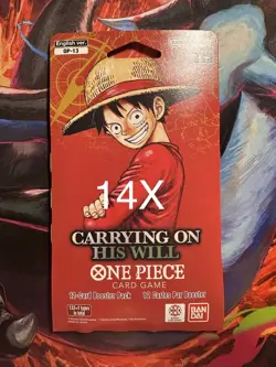 One Piece OP-13 Carrying on His Will Sleeved Booster Packs Lot of 14 - Image 1