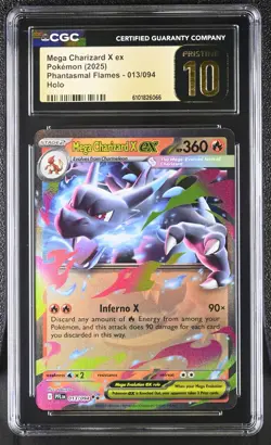 Pokemon 2025 Mega Charizard X ex Phantasmal Flames 013/094 CGC PRISTINE 10 - Image 1