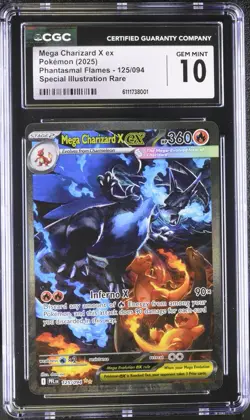 Mega Charizard X ex SIR 125 - 2025 Pokemon Phantasmal Flames - CGC 10 Gem MINT - Image 1