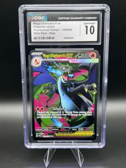 Pokemon Mega Charizard X Ex 109/094 Me02: Phantasmal Flames Holo CGC Gem Mint 10 - Image 1