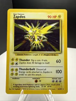 1999 Pokemon, Base Set, #16/102 Zapdos, Holo Rare - Image 1
