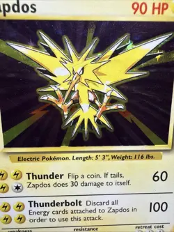 1999 Pokemon, Base Set, #16/102 Zapdos, Holo Rare - Image 2
