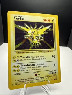 1999 Pokemon, Base Set, #16/102 Zapdos, Holo Rare - Image 3