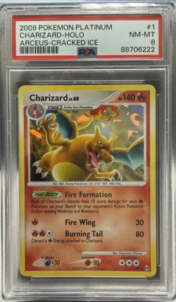2009 Pokemon Platinum Arceus Charizard lv. 60 Cracked Ice Holo #1 PSA 8 - Image 1