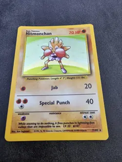 🥊 Pokemon TCG Rare Holo Hitmonchan 7/102 Base Set Unlimited WOTC - LP #2 🥊 - Image 2