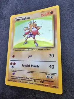 🥊 Pokemon TCG Rare Holo Hitmonchan 7/102 Base Set Unlimited WOTC - LP #2 🥊 - Image 3