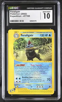 CGC 10 GEM MINT Feraligatr 2002 Expedition 47/165 Pokemon Card - Image 1