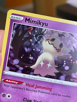 POKEMON MIMIKYU #081/189 DARKNESS ABLAZE RARE COSMOS HOLO WITH HD SWIRL NM CARD - Image 5