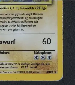 Pokemon Karte - Machomei 8/102 - 1. Edition - Base Set 1999 - Deutsch - Holo - Image 2