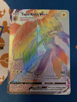Tapu Koko Vmax 166/163 NM Full Art Secret Rainbow Rare Pokemon - Image 1