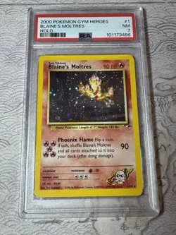 2000 POKEMON GYM HEROES HOLO #1 BLAINE'S MOLTRES PSA 7 - Image 1