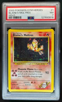 2000 Pokemon Gym Heroes Blaine's Moltres Holo #1/132 PSA 7 - Image 1