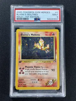 2000 Pokemon Gym Heroes Blaines Moltres #1/132 Holo-1st Edition PSA 9 MINT - Image 1