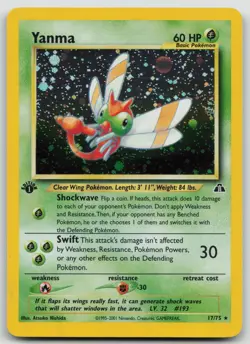 Yanma 17/75 1st Edition Neo Discovery Holo TCG Pokemon Card MP - Image 1