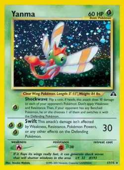 Yanma - 17/75 - Pokemon Neo Discovery Unlimited Holo Rare Card WOTC NM - Image 1