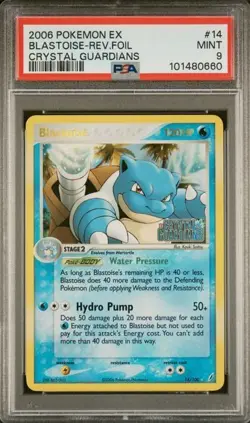 Blastoise 14/100 Rev. Holo - Pokemon EX Crystal Guardians (Stamped) PSA 9 Mint - Image 1