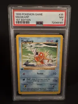 1999 Pokemon Magikarp 035/102 Base Set Shadowless 1st Edition PSA 7 - Image 1