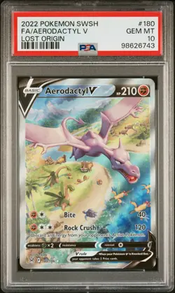 PSA 10 AERODACTYL V 180/196 | Lost Origin Alt Art Graded Pokemon Card - Image 1