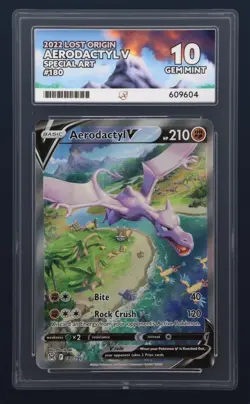 Aerodactyl V 180/196 Lost Origin Alt Art Holo Pokemon Card - Gem Mint - Ace 10 - Image 3
