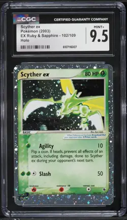 CGC 9.5 Scyther ex Holo Rare EX Ruby & Sapphire 2003 Pokemon Card #102 - Image 1
