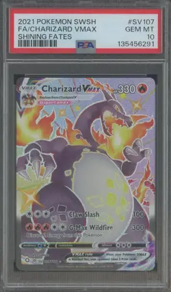 2021 Pokemon SWSH Shining Fates #SV107 FA Charizard Vmax PSA 10 GEM MINT - Image 1