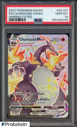 2021 Pokemon SWSH Shining Fates #SV107 FA Charizard Vmax PSA 10 GEM MINT - Image 1
