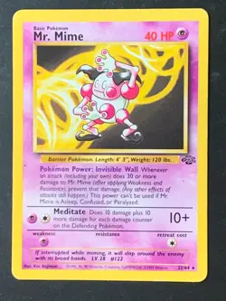 Mr. Mime 22/64 Jungle Non Holo Rare Vintage WOTC Pokemon Card - Image 1