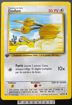 Carte Pokemon DODUO 48/102 Set de Base Wizards EDITION 1 FR - Image 1